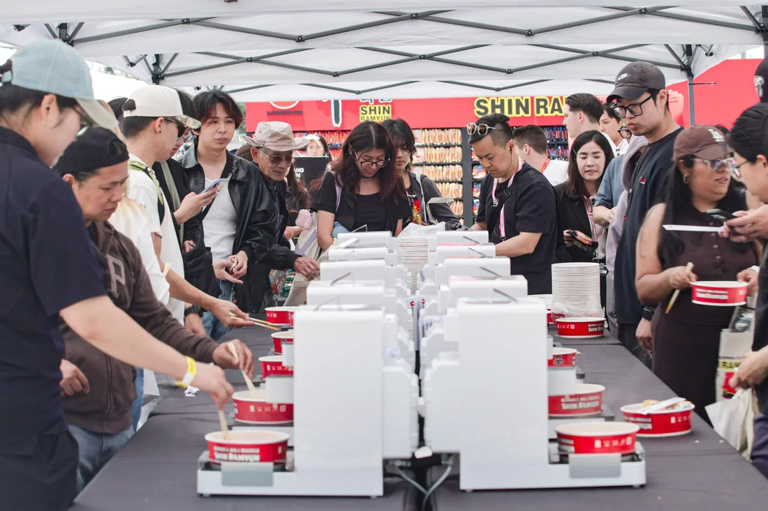 People lining up for Han River Shin Ramen Station at K-EXPO USA 2026