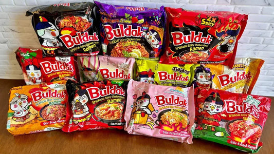 A collection of Buldak instant noodles 